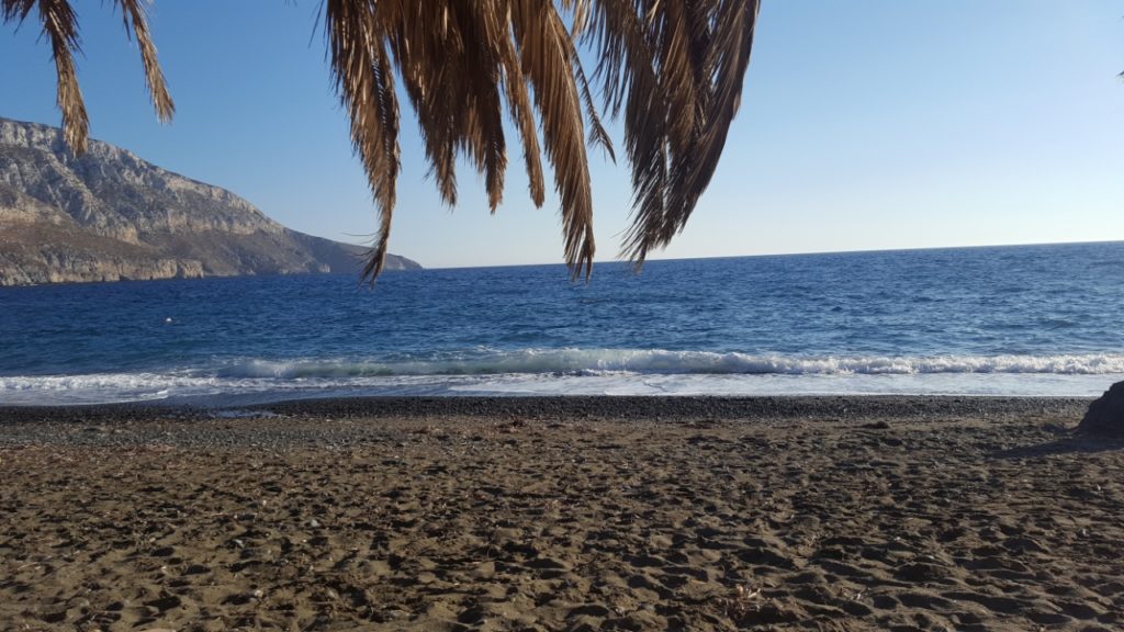 View on the sea from a beach on Kalymnos