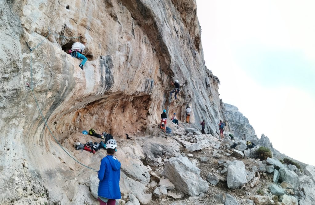 Climbing people at a crag on Kalymnos