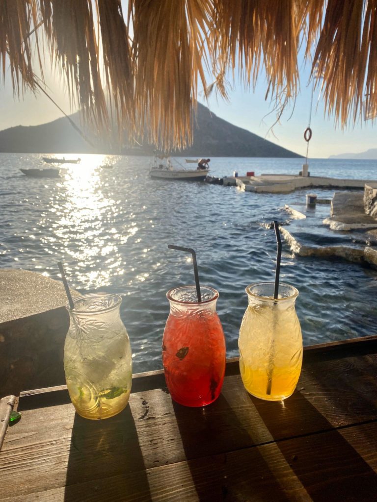 Cocktails in a bar at Massouri on Kalymnos