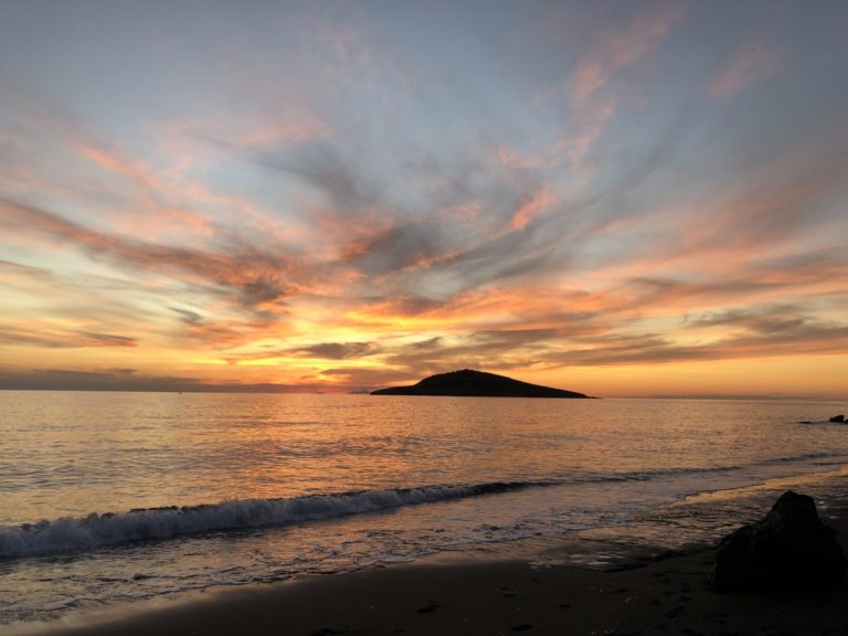 Beautiful sky at sunset from a beach on Kalymnos