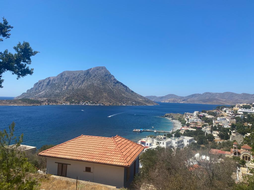 View on the Massouri beach and Telendos on Kalymnos island