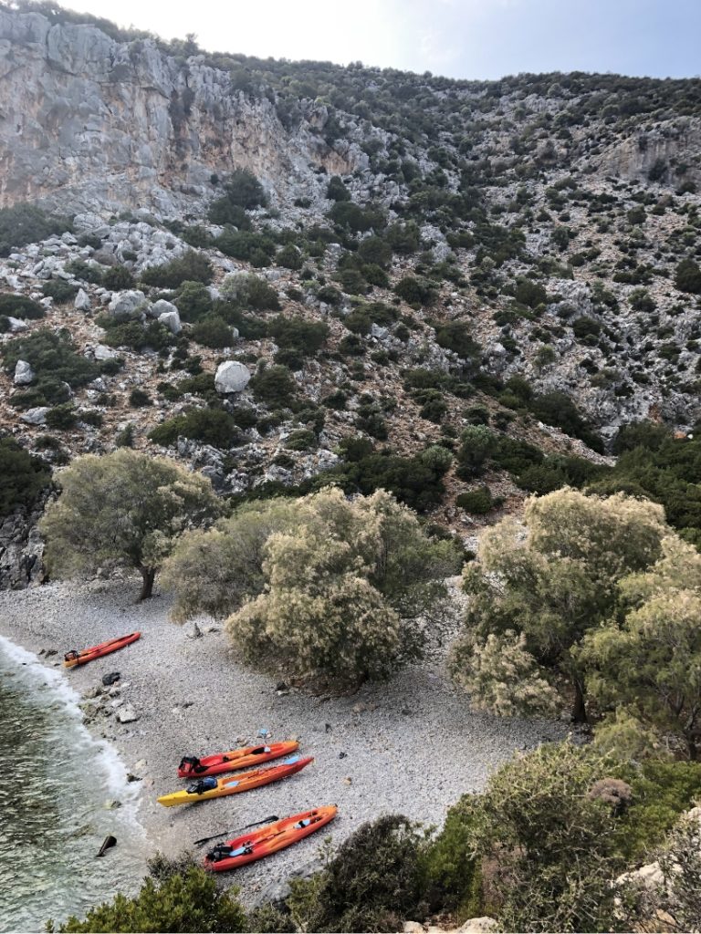 With canoes at Little Eden on Kalymnos